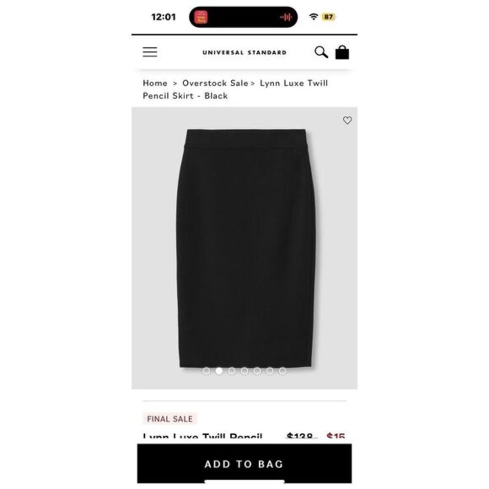Universal Standard‎ Lynn Luxe Pencil Twill Skirt Size 20 Business Work Black